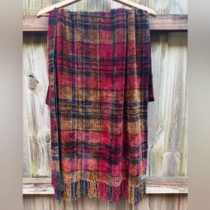 Vintage Loominus Handwovens Handmade Chenille Plaid Scarf